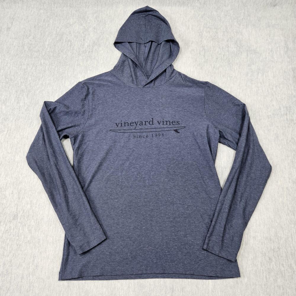 Vineyard Vines Shirt Mens S Blue Hooded Surf Island T-Shirt Long Sleeve Pullover